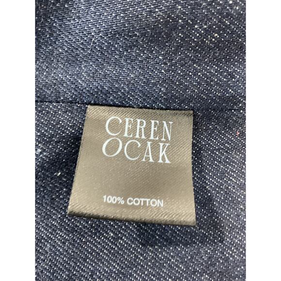 Ceren Ocak Blue Crop Corset Denim Frayed Trim Top Size M - Picture 5 of 5